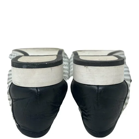 Chanel Classic Academia Black White Woven Leather CC Logo Loafer Slip On Flats - Picture 13 of 16